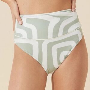 NWT ZULU & ZEPHYR Moss Stroke High Waisted Brief Bikini Bottoms - Size 8
